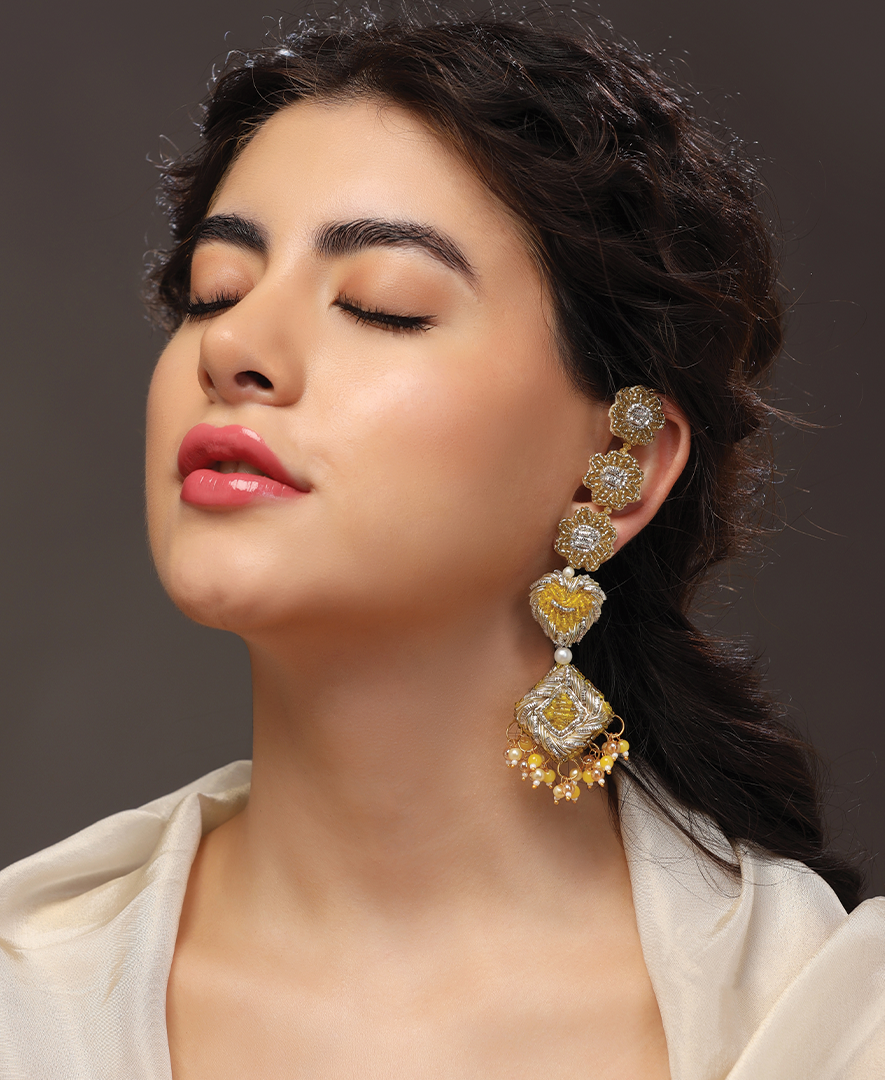 Phool Ear Chain Earrings