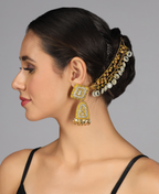 Rohini Mathur in Yellow & Golden Earchain Earrings with Sheesha