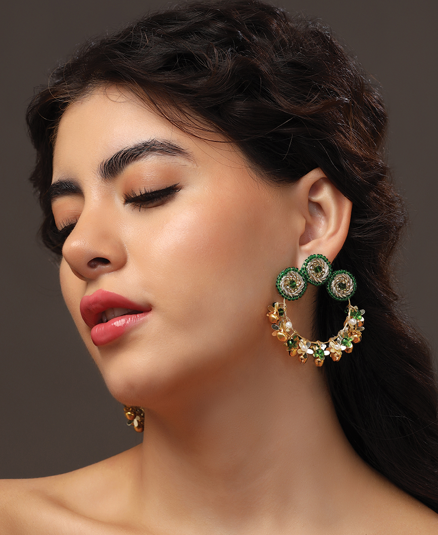 Triple Chakraa with Ghungroo Tassels Earrings
