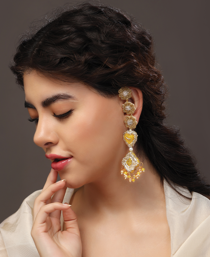Phool Ear Chain Earrings