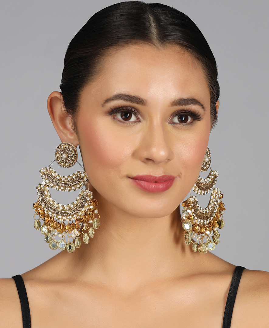 Double Ghumav Earrings with Sheesha