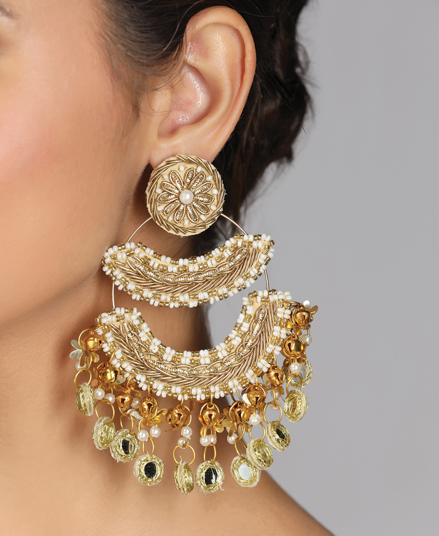 Double Ghumav Earrings with Sheesha