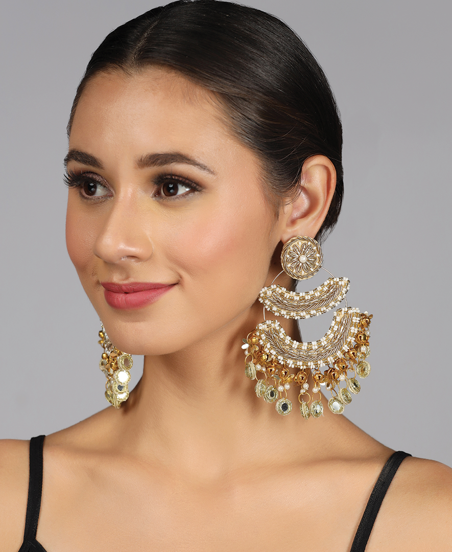 Double Ghumav Earrings with Sheesha