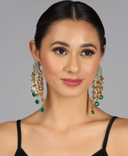Chaand 3 Chain Earrings with Sheesha