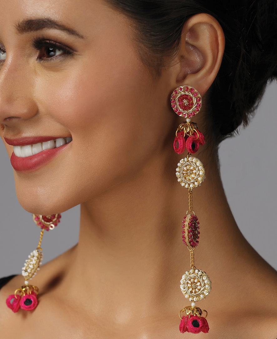 Gol Chakraa Chain Earrings with Sheesha