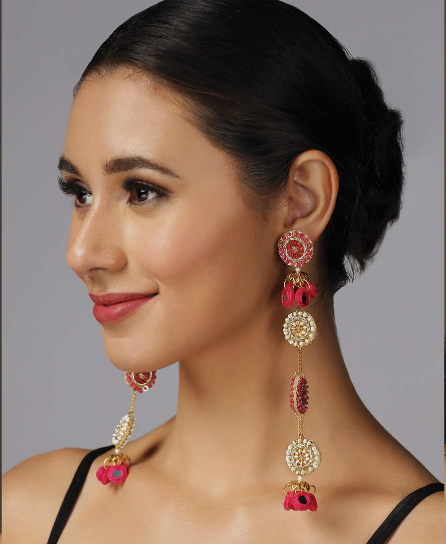 Gol Chakraa Chain Earrings with Sheesha