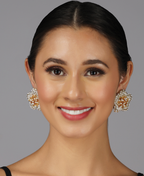 White Golden Phool Studs