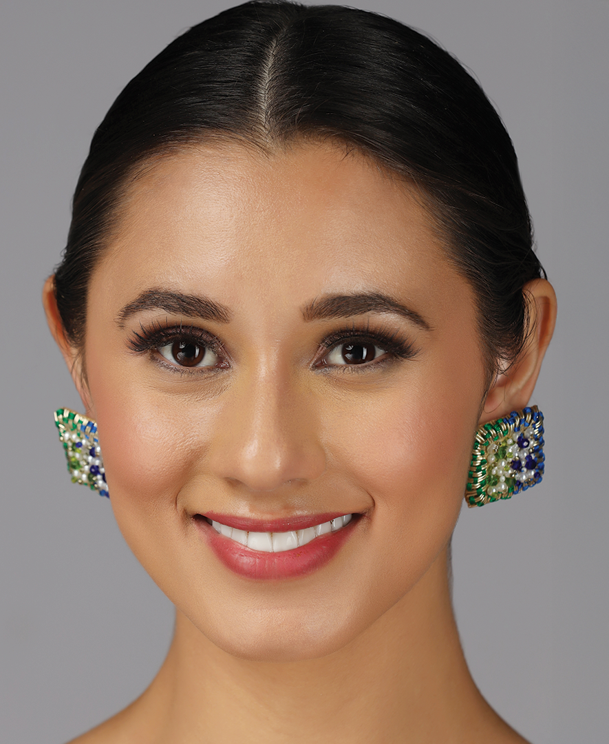 Blue & Green Square Studs