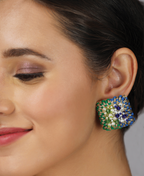 Blue & Green Square Studs