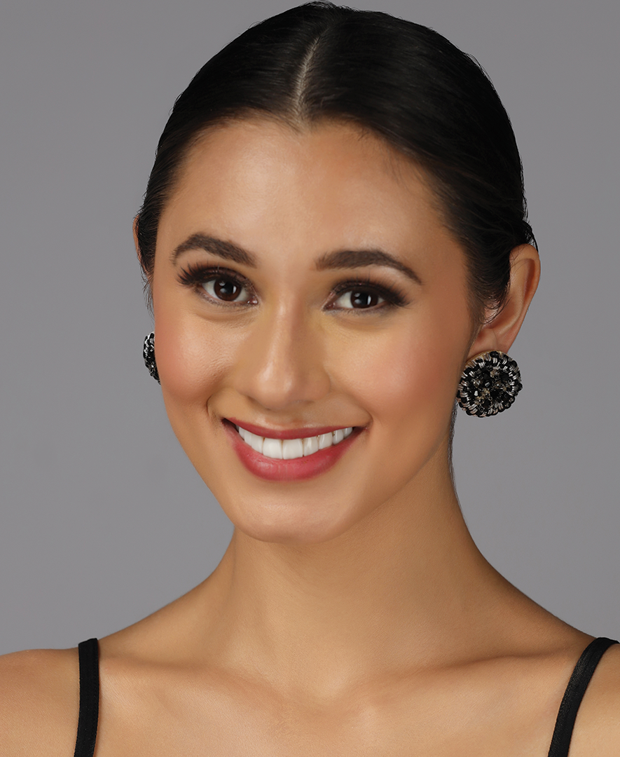 Black & Silver Round Studs