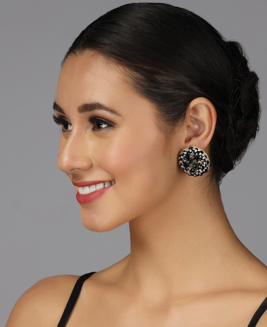 Black & Silver Round Studs