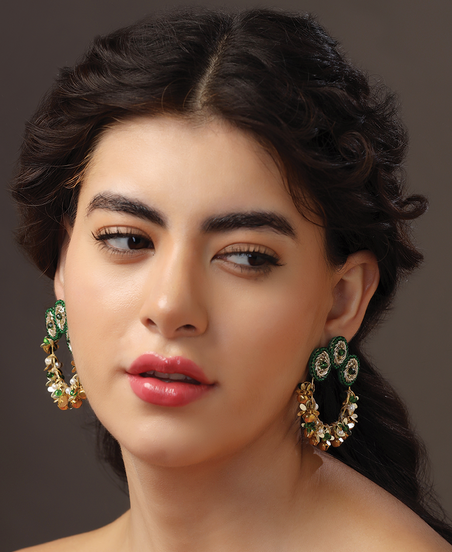 Triple Chakraa with Ghungroo Tassels Earrings